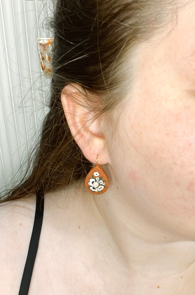 18- Terracotta Teardrop Bouquet Earrings