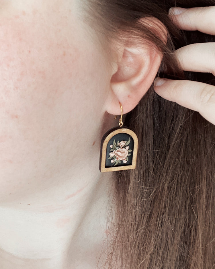 Framed Peony Arch Earrings