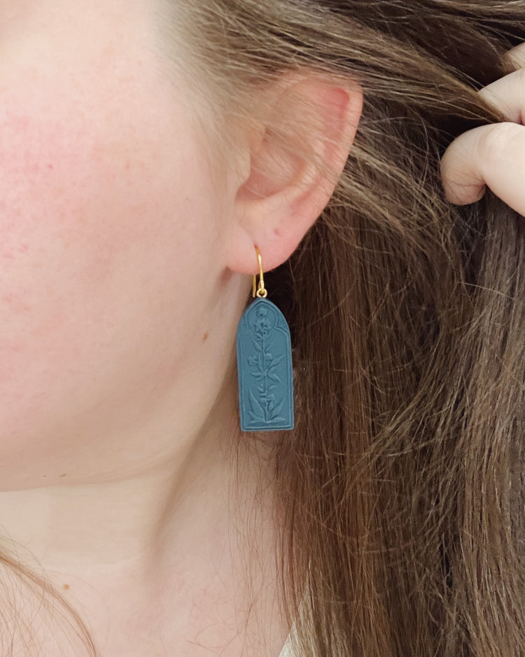 Floral Stamped Cathedral Earrings