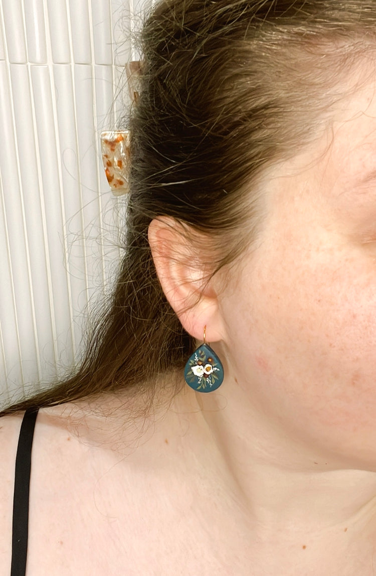 09- Teal Teardrop Bouquet Earrings