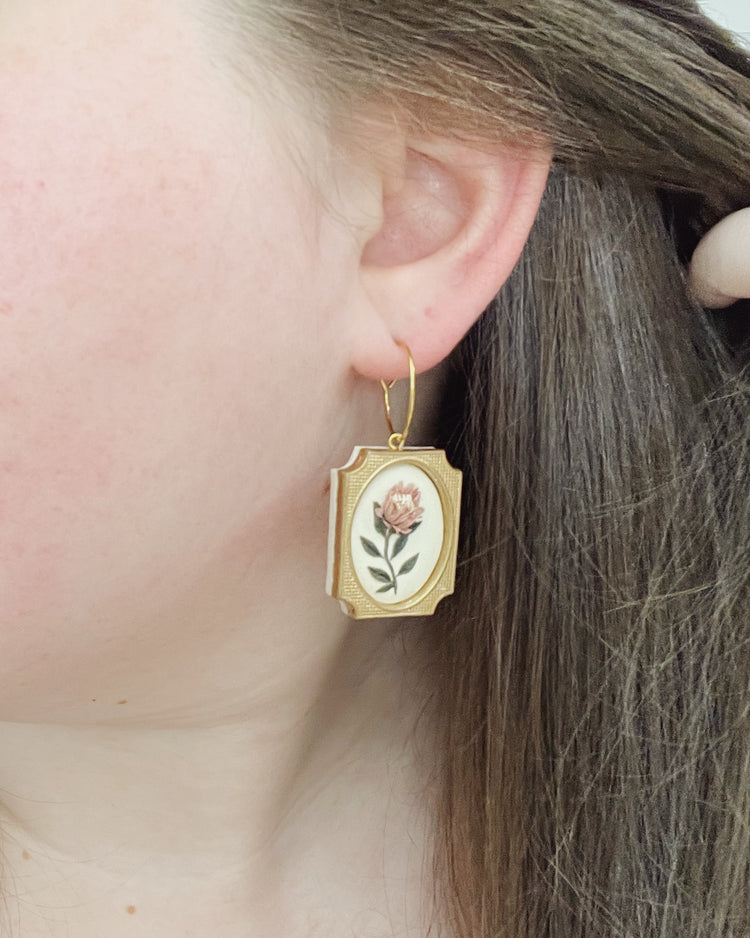 Vintage Framed Protea Earrings