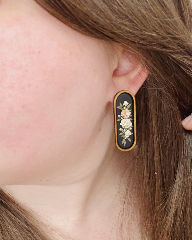 Framed Peony Bouquet Earrings