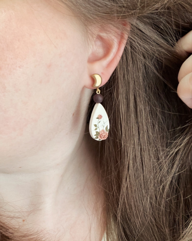 No. 10 | Beaded Moon Floral Earrings