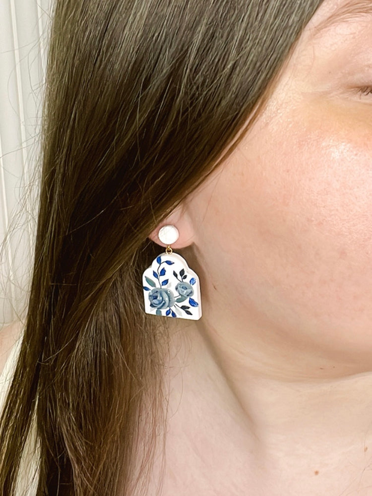 Blue Porcelain Floral Earrings | Porcelain Series