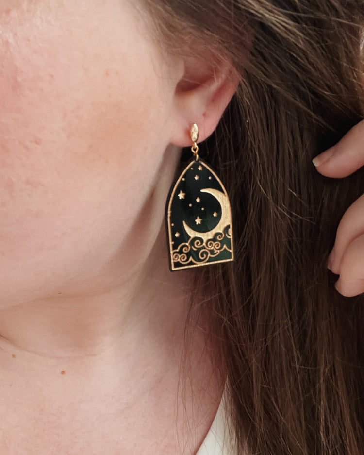 Cloudy Night Sky Earrings