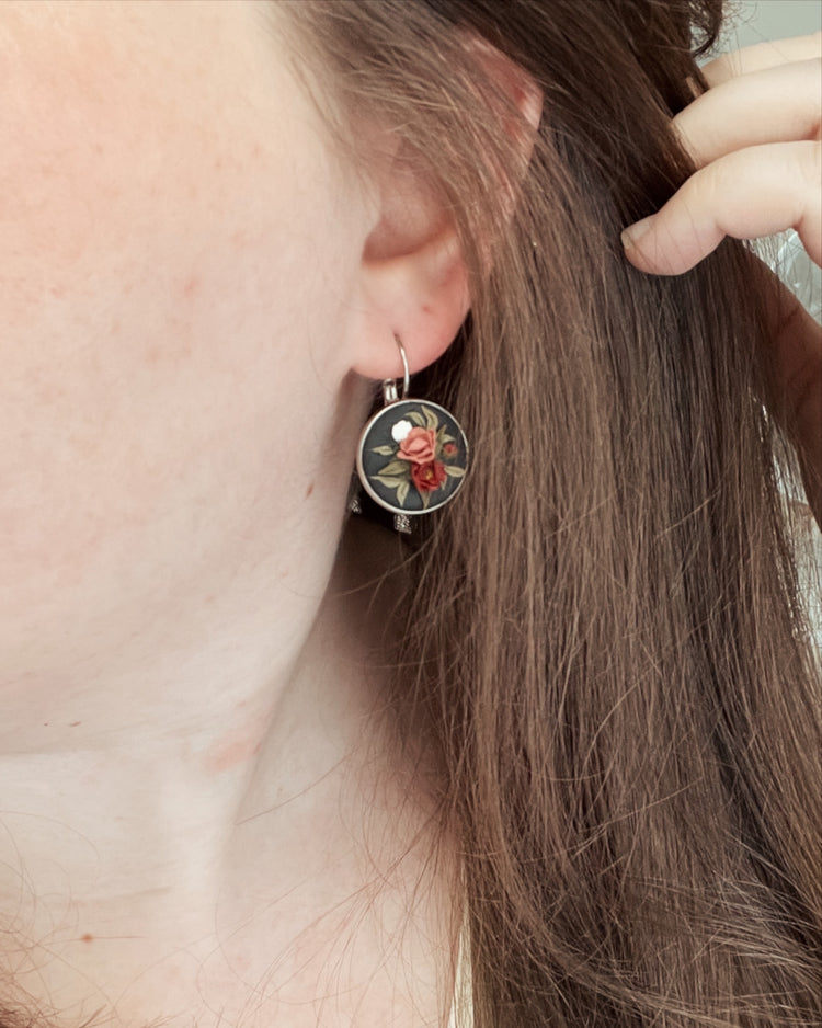 No. 17 | Round Dark Peony Earrings