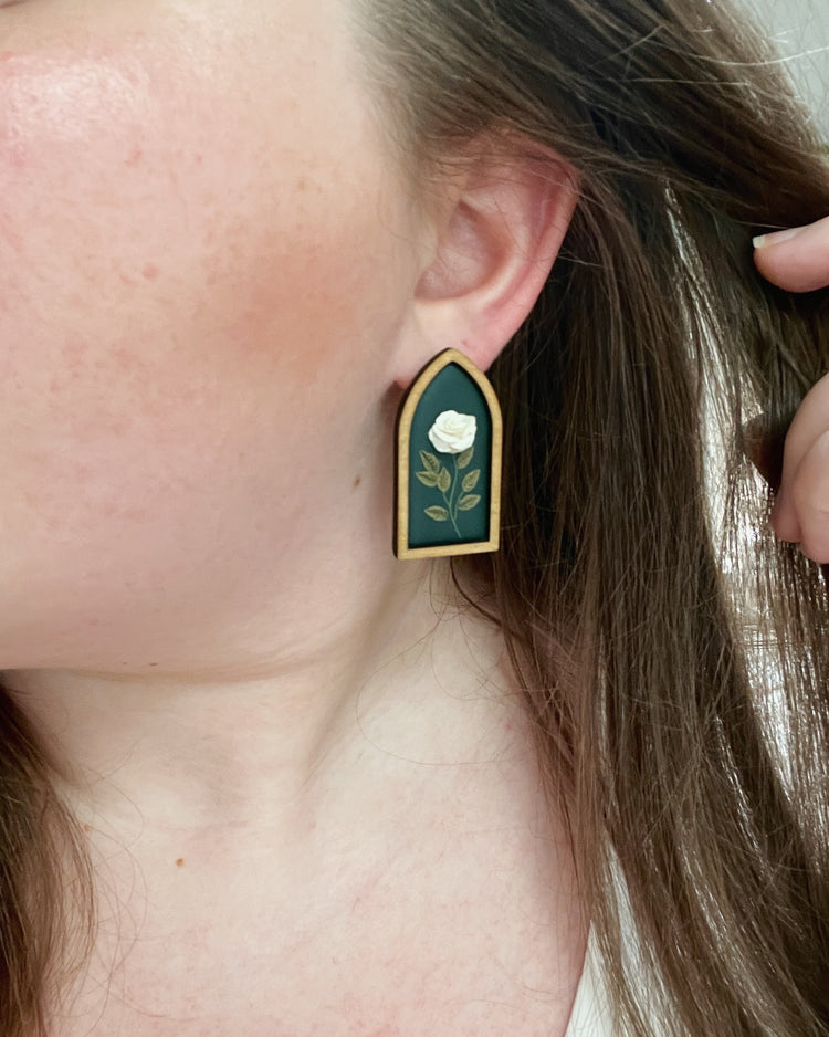 Framed Arch Rose Garden Earrings