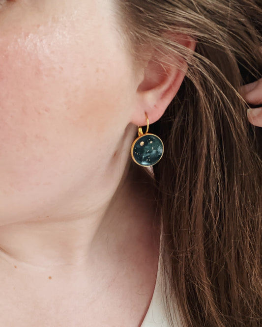 Circle Night Sky Earrings | Gold + Silver