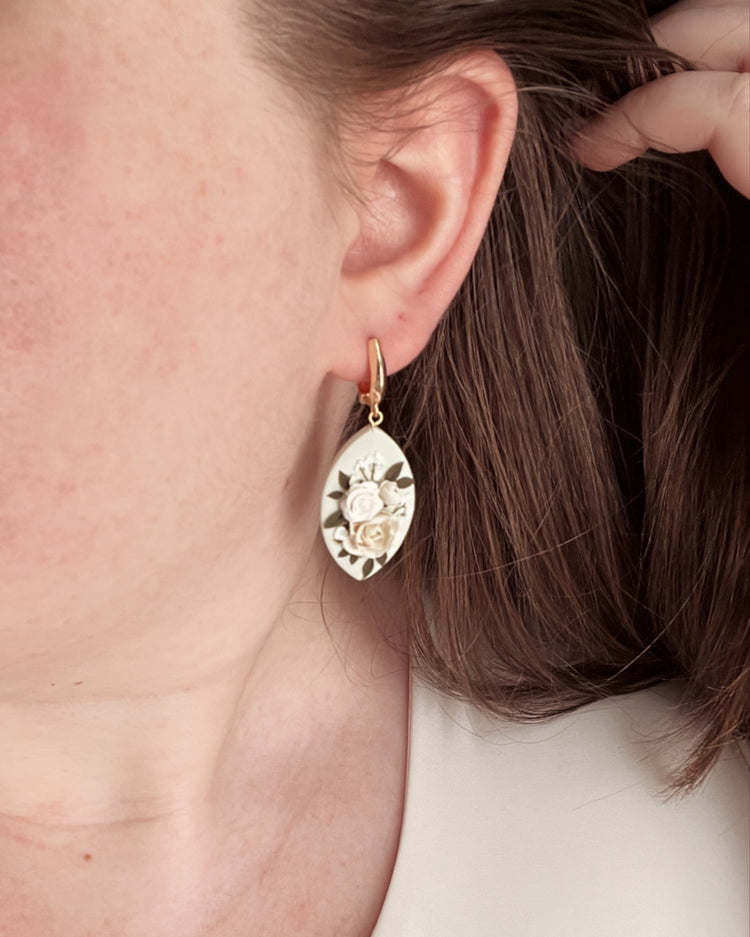 26 | Sage Peony + Rose Bouquet Earrings