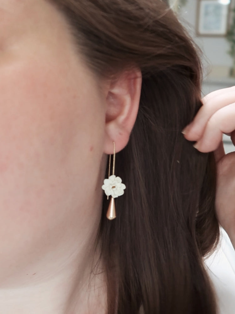 Floating Peony Threader Earrings | June 2024