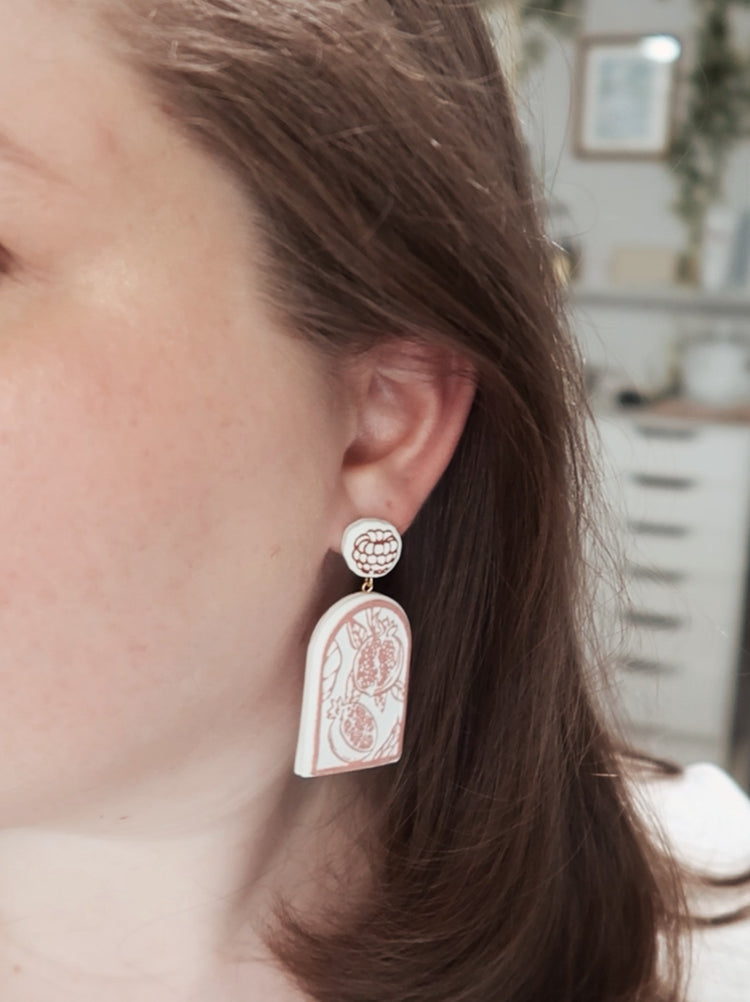 Raspberry + Pomegranate Earrings  | June 2024