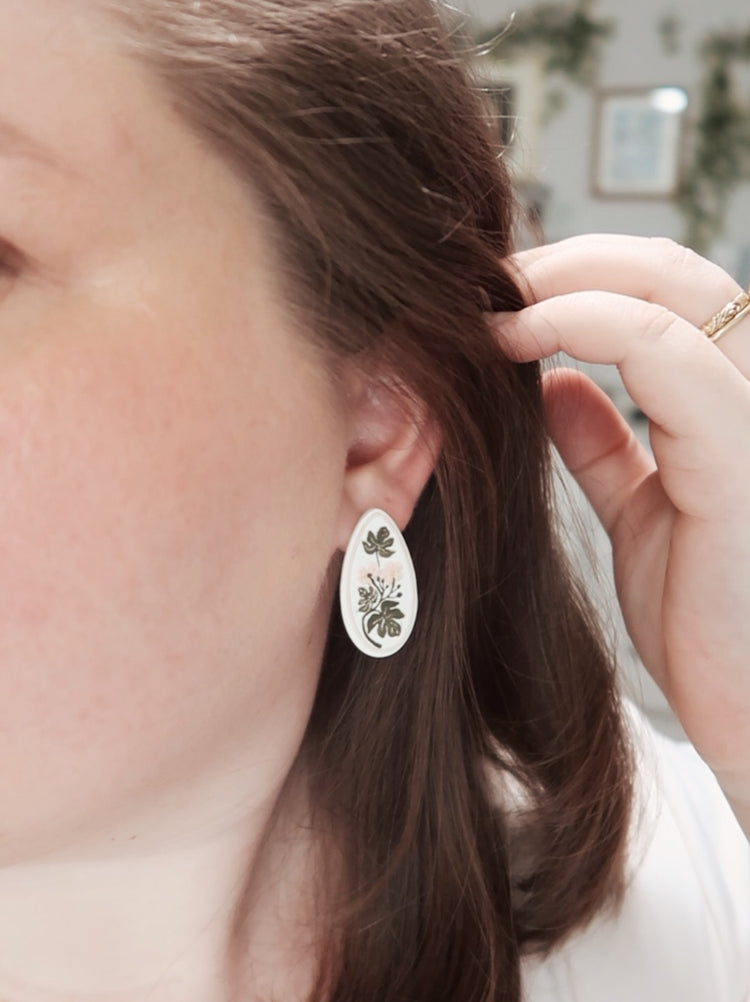 Floral Painted Stud Earrings  | June 2024