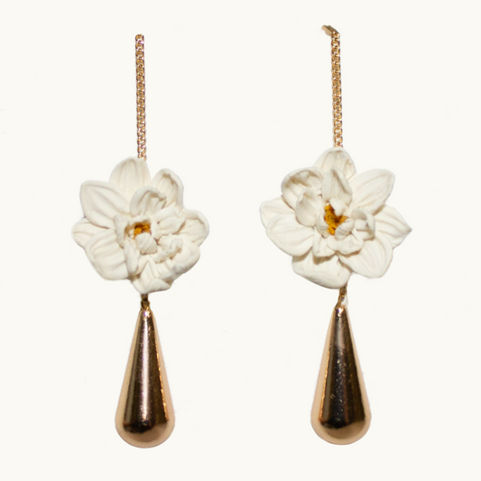 Floating Peony Threader Earrings | June 2024