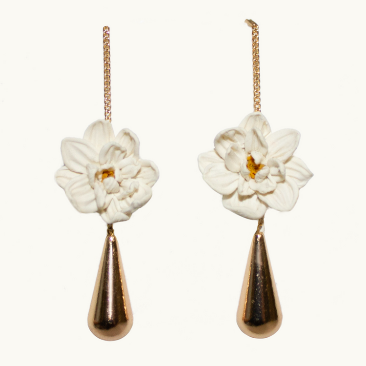 Floating Peony Threader Earrings | June 2024