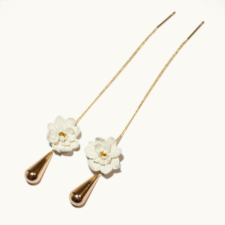 Floating Peony Threader Earrings | June 2024