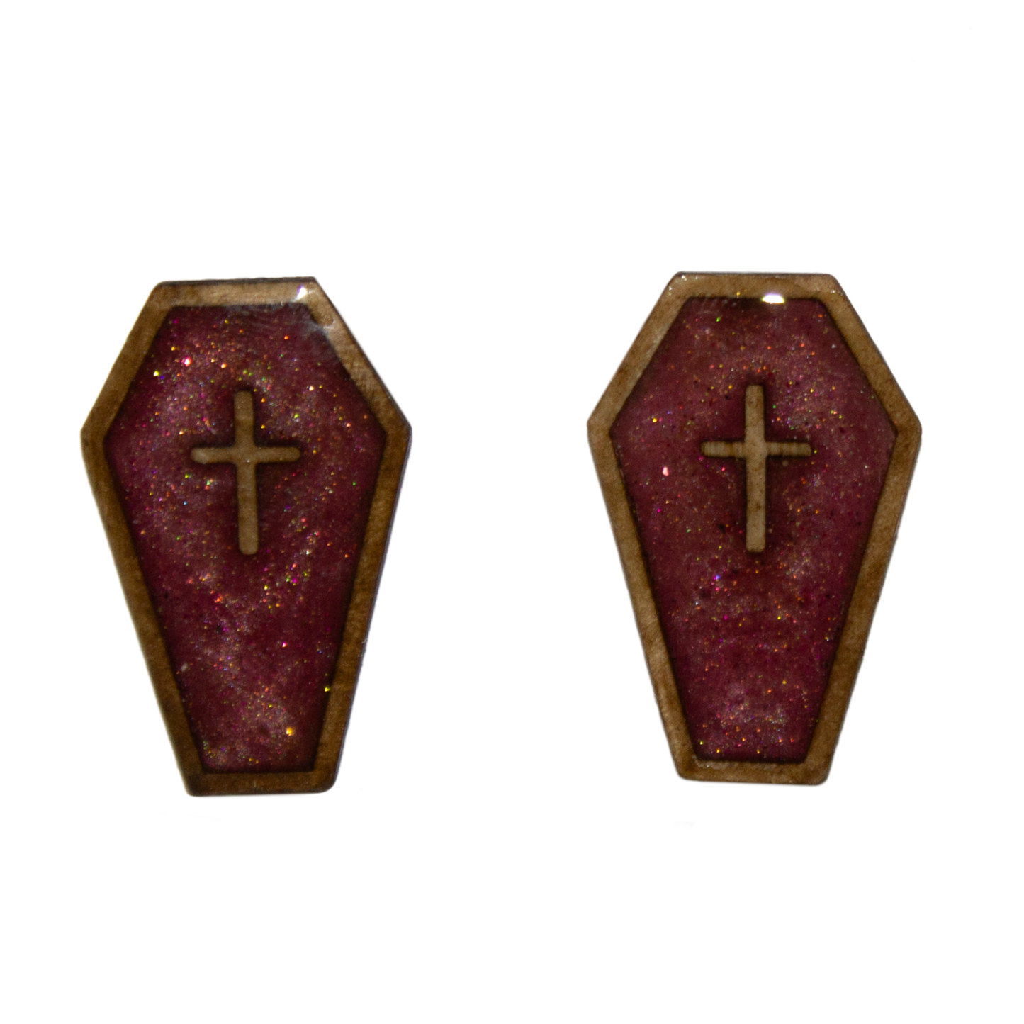 Disco Coffin Studs | Hand Made Halloween Earrings