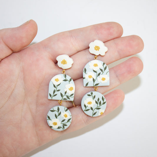 Cornflower Peony Pattern Earrings