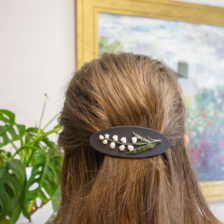 Lily of the Valley Barrette | Black and White Series