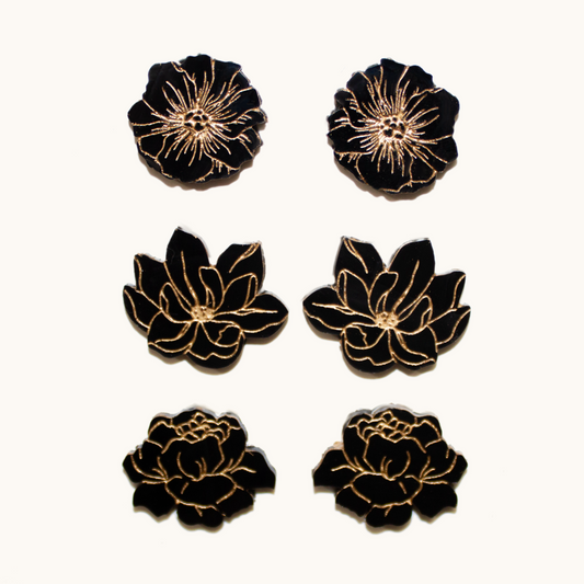 Mid-Size Floral Stud Set