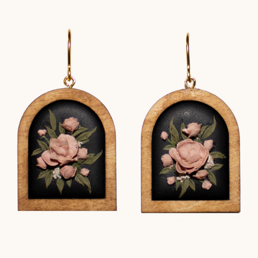 Framed Peony Arch Earrings