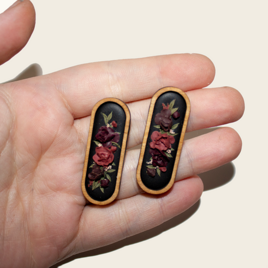 Framed Berry Peony Earrings