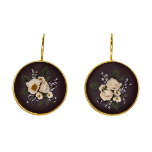 No. 14 | Maroon + Gold Bouquet Earrings