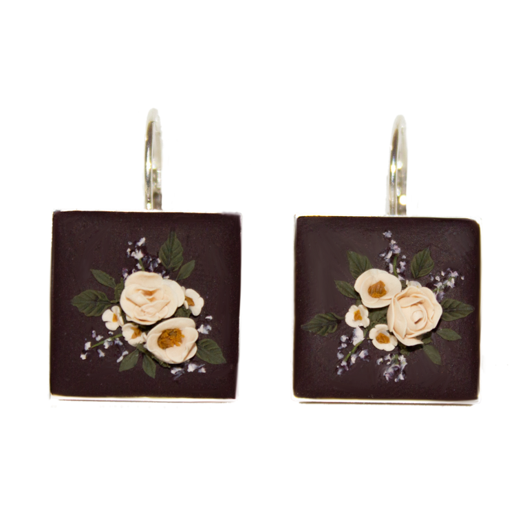 No. 15 | Maroon + Silver Bouquet Earrings