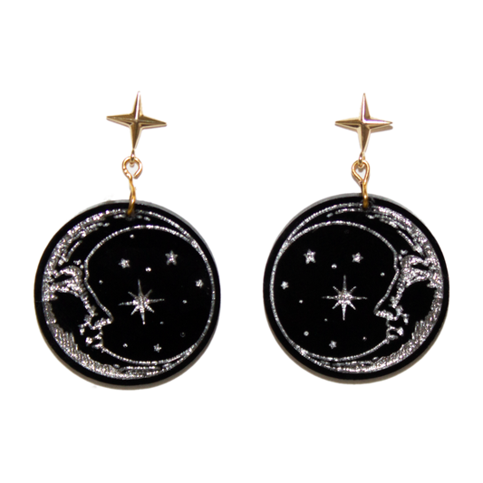 No. 2 | Silver Moon Face Earrings