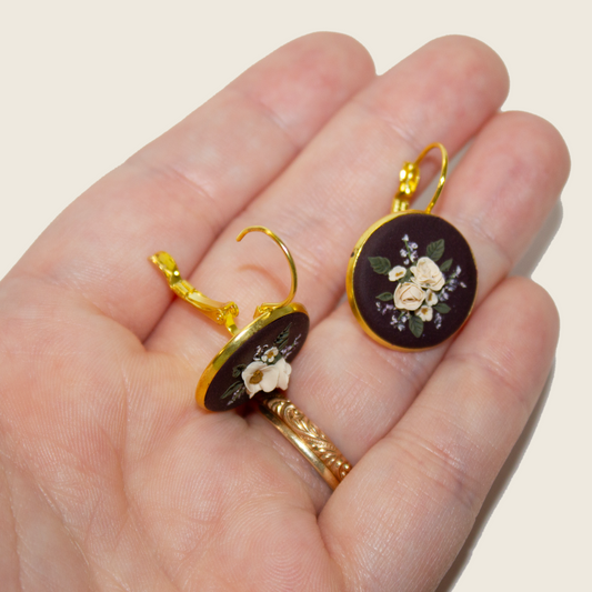 No. 14 | Maroon + Gold Bouquet Earrings