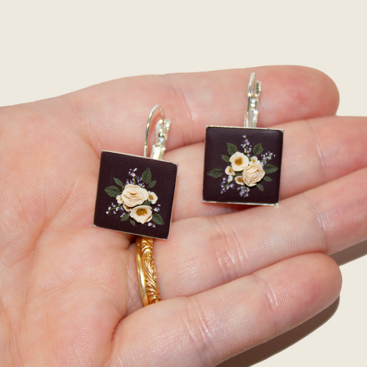 No. 15 | Maroon + Silver Bouquet Earrings