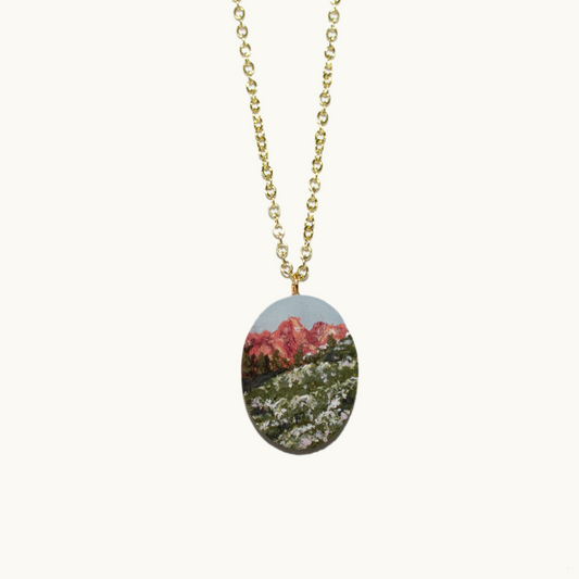 Golden Hour Mountain Landscape Necklace