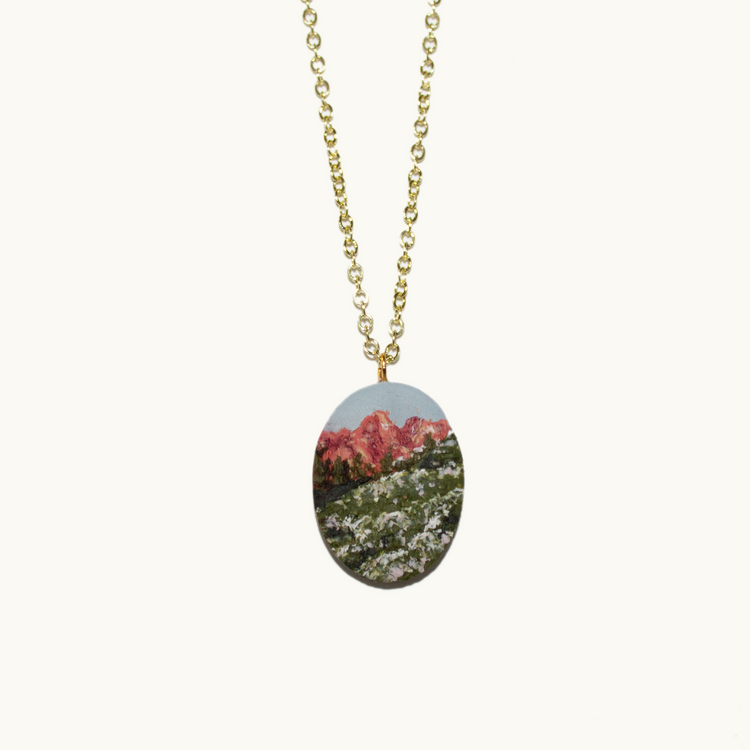 Golden Hour Mountain Landscape Necklace
