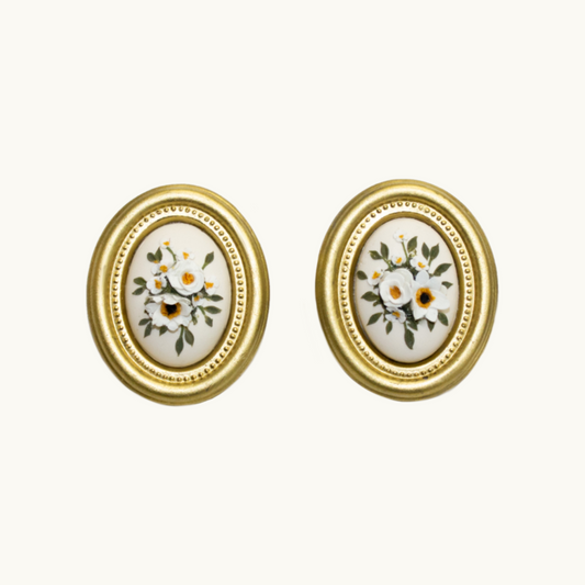 Cream Curated Bouquet Earrings | Classic Floral Series