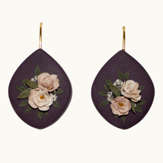 Plum Peony Bouquet Earrings