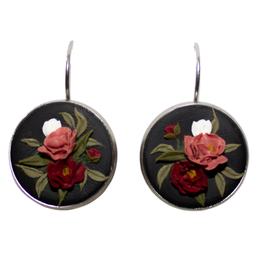 No. 17 | Round Dark Peony Earrings