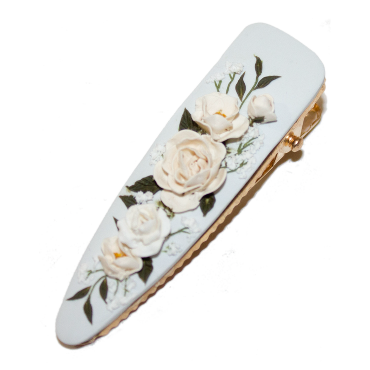 17 | Powder Blue | Peony + Rose Hair Clip