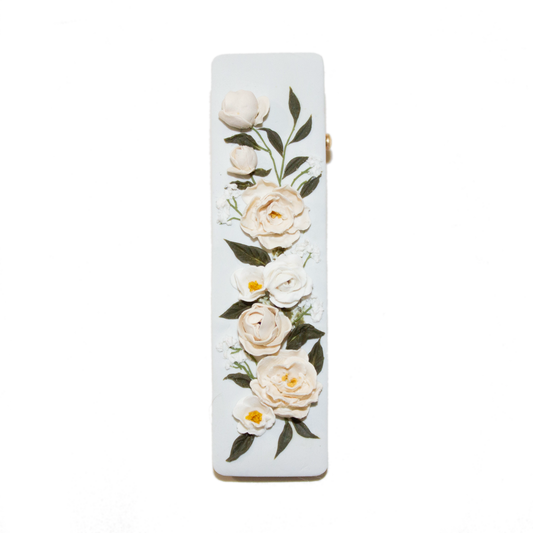 18 | Powder Blue Rectangle | Peony + Rose Hair Clip