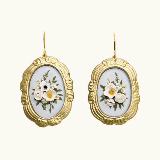 Sky Blue Curated Bouquet Earrings | Classic Floral Series