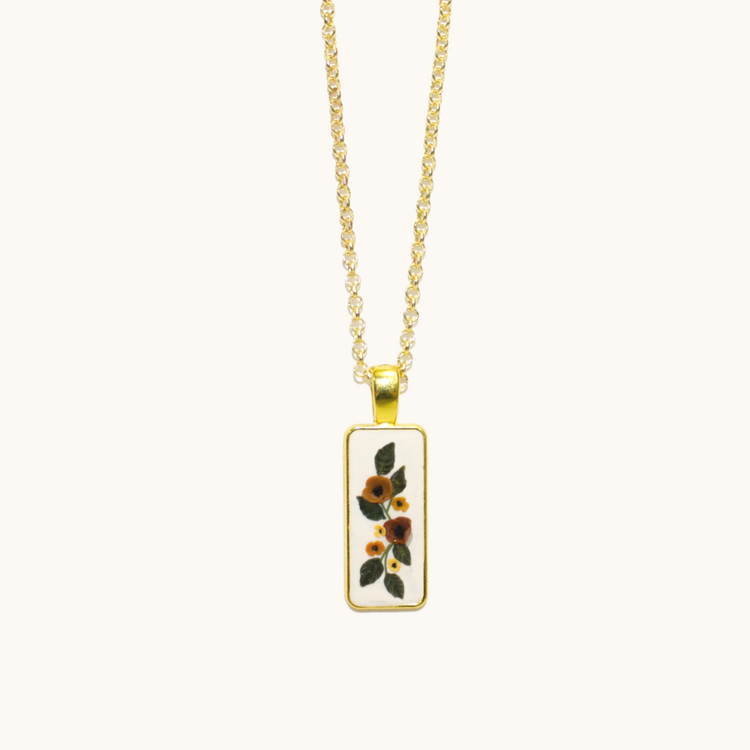 Fall Floral Bar Necklace