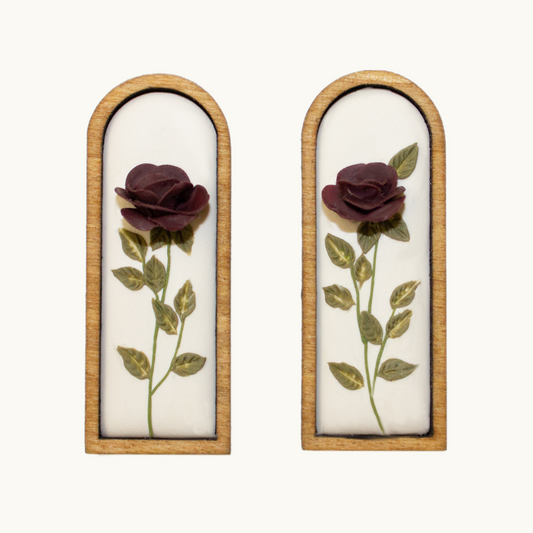 Framed Rose Stem Earrings