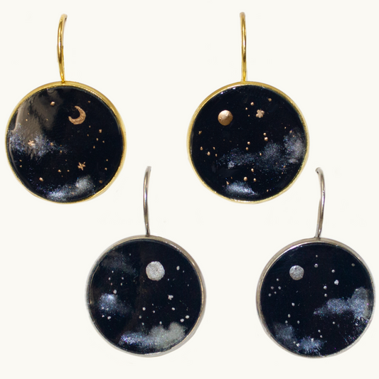 Circle Night Sky Earrings | Gold + Silver
