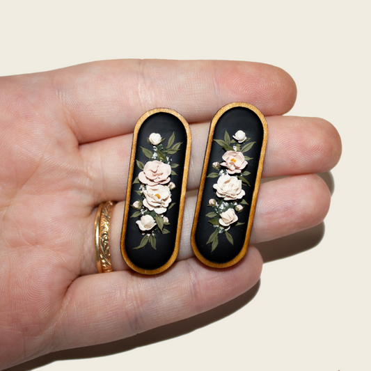 Framed Peony Bouquet Earrings
