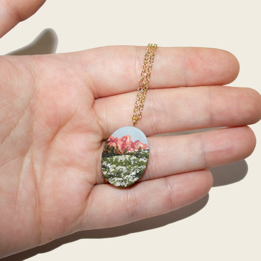 Golden Hour Mountain Landscape Necklace