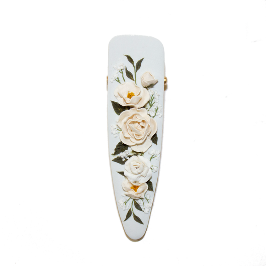 17 | Powder Blue | Peony + Rose Hair Clip