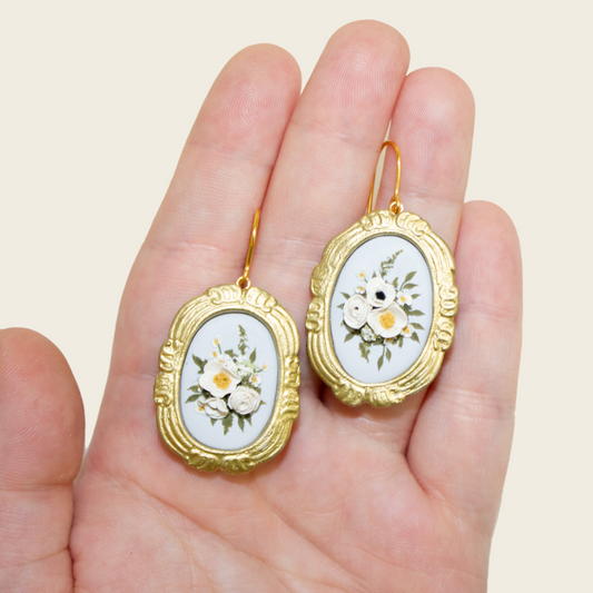 Sky Blue Curated Bouquet Earrings | Classic Floral Series