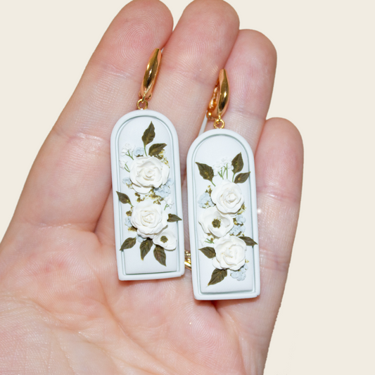 20 | Outlined Rose + Peony Bouquet Earrings