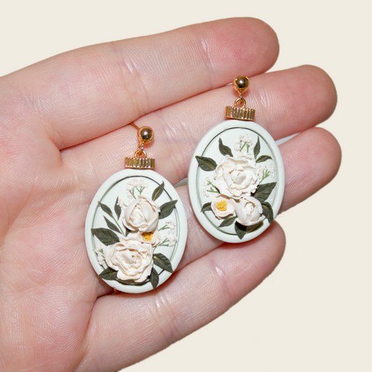 24 | Sage Peony Bouquet Earrings