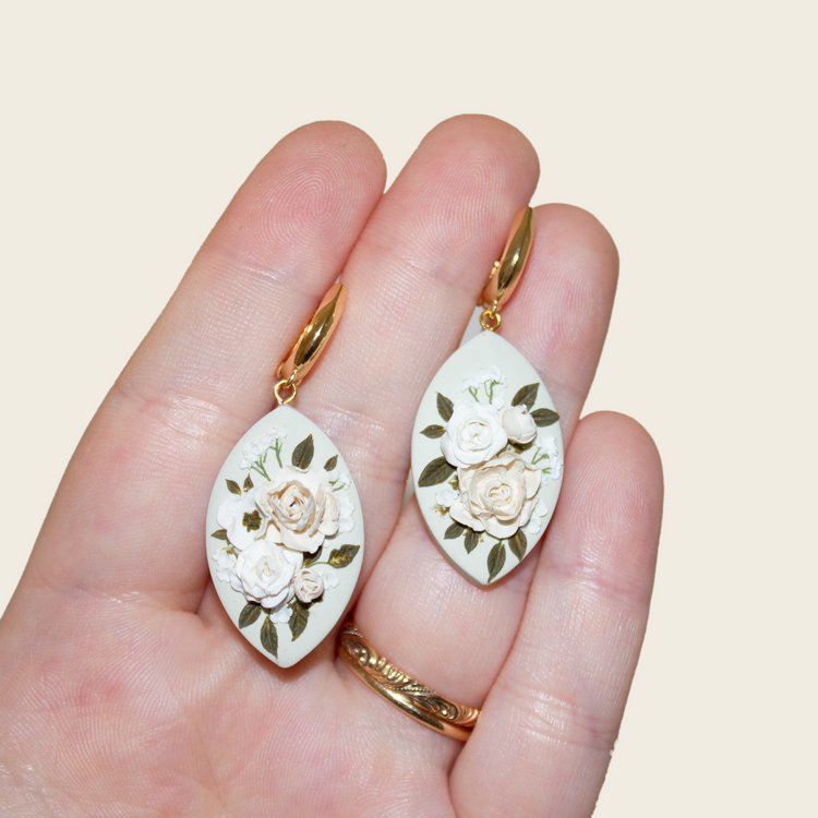 26 | Sage Peony + Rose Bouquet Earrings