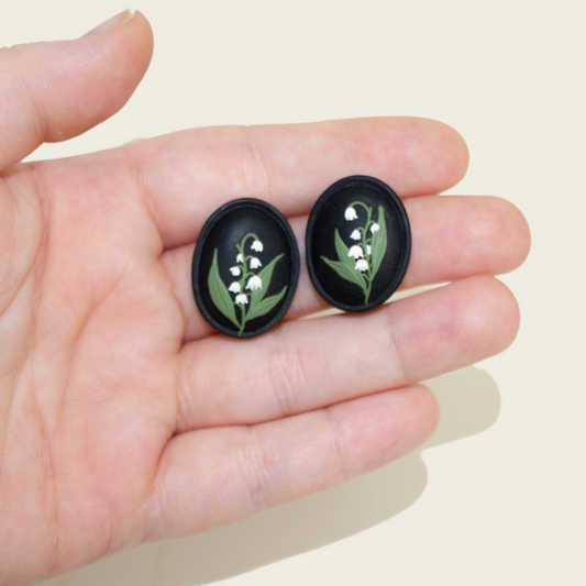 Lily of the Valley Stud Earrings | Black + White Series