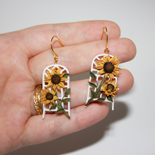 Sunflower Trellis Earrings | July Mini-Drop